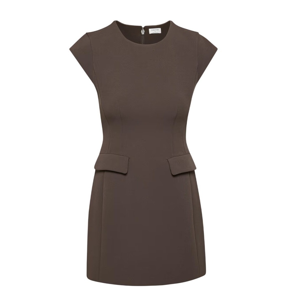 Aritzia Babaton Priestly Dress Figure Knit Rich Mocha Brown Mini 130737 Medium